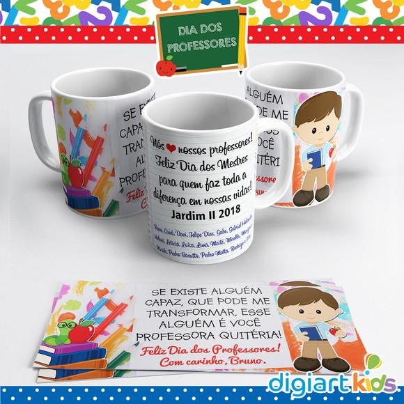 Caneca Dia dos Professores Aquarela Menino