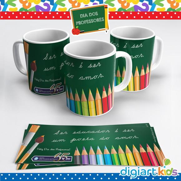 Caneca Dia dos Professores Lápis de Cor