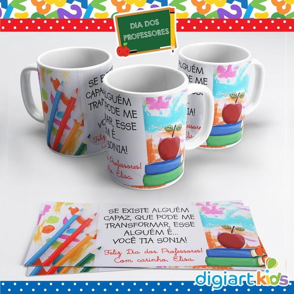 Caneca Dia dos Professores Livros e Maçã