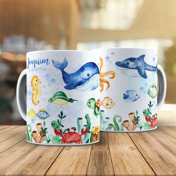 Caneca Fundo do Mar Aquarela