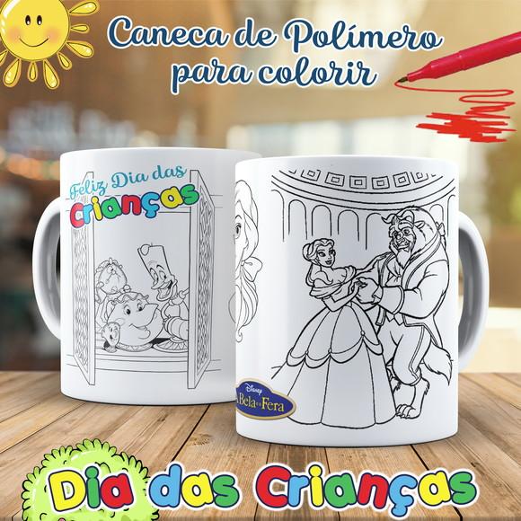 Caneca para Colorir a Bela e a Fera