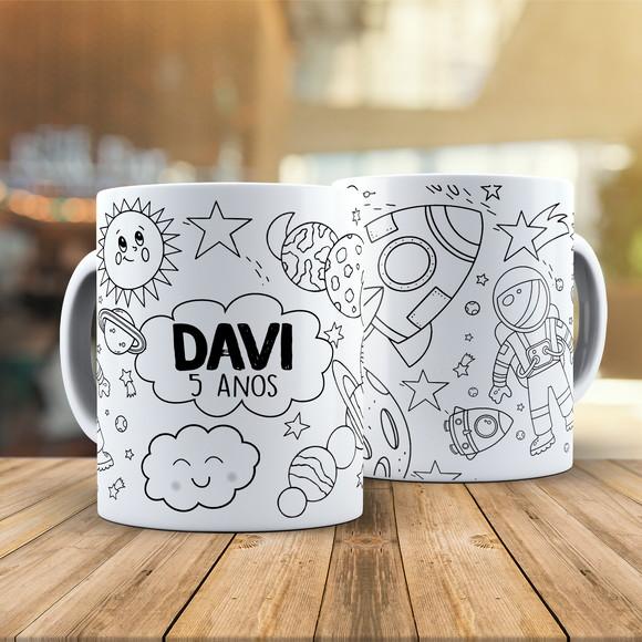 Caneca para Colorir Astronauta