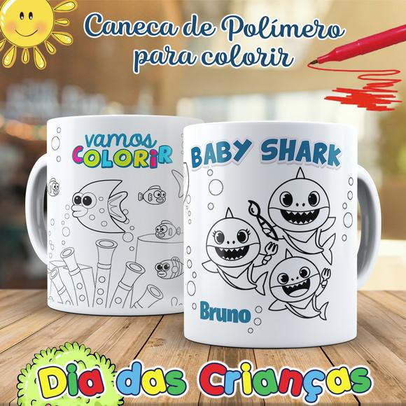 Caneca para Colorir Baby Shark