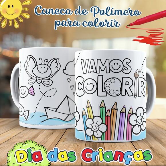 Caneca para Colorir com Canetinhas