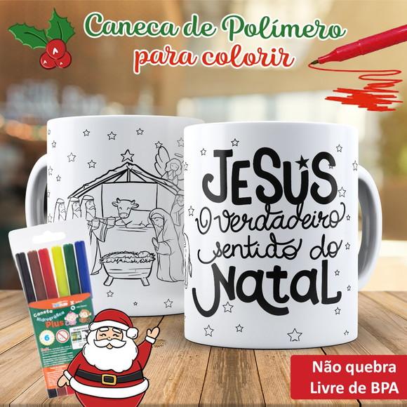 Caneca para Colorir com Canetinhas Natal Jesus Prazo Menor