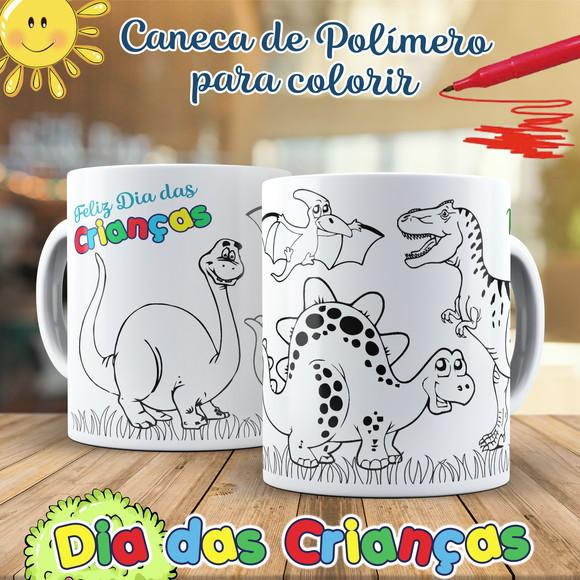 Caneca para Colorir Dinossauros