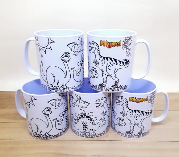 Caneca para Colorir Dinossauros