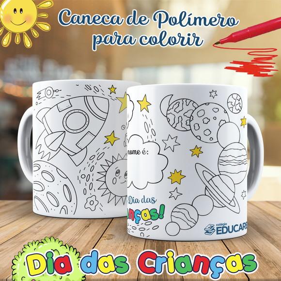 Caneca para Colorir Espaço