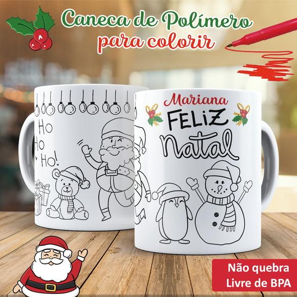 Caneca para Colorir Feliz Natal