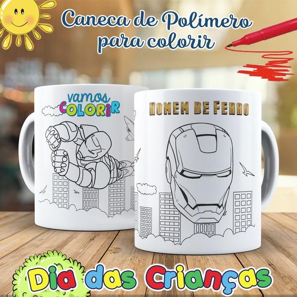 Caneca para Colorir Homem de Ferro
