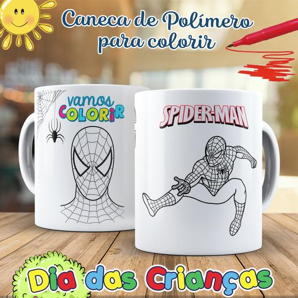 Caneca para Colorir Homem Aranha