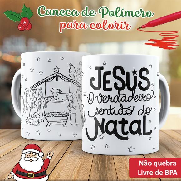 Caneca para Colorir Natal Jesus
