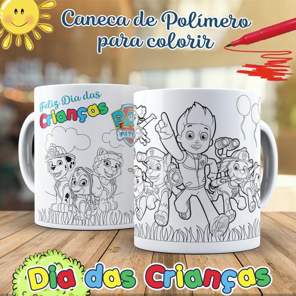 Caneca para Colorir Patrulha Canina
