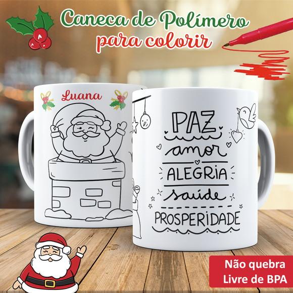 Caneca para Colorir Papai Noel