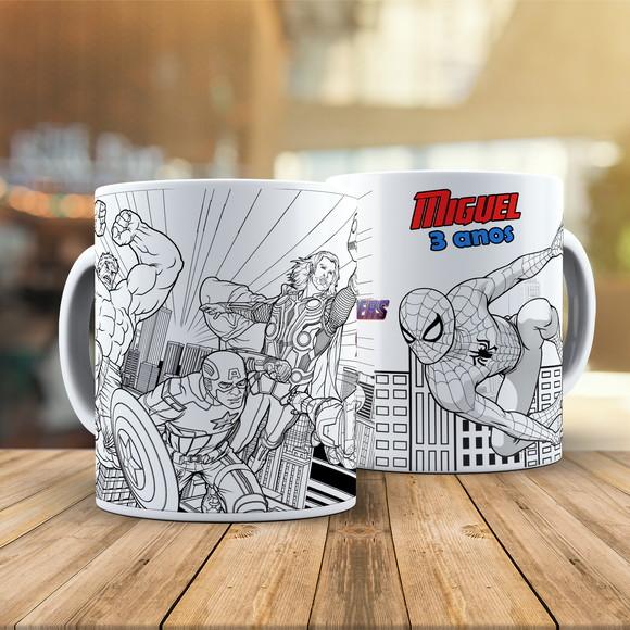 Caneca para Colorir os Vingadores