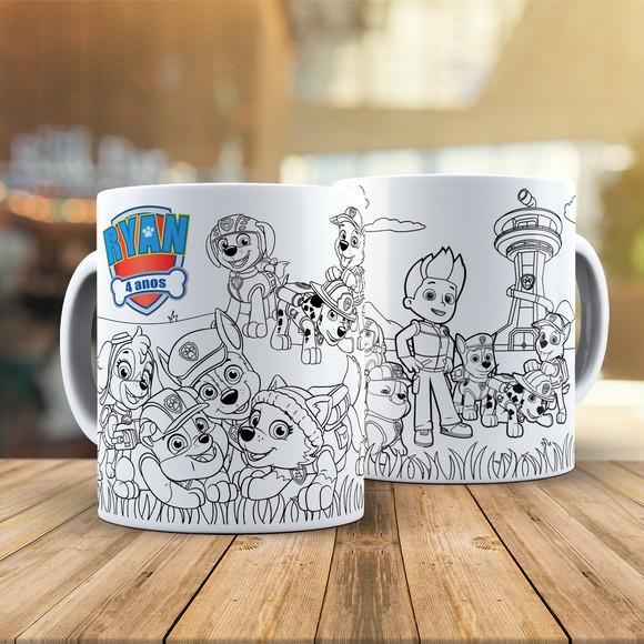 Caneca para Colorir Patrulha Canina