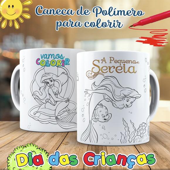Caneca para Colorir Pequena Sereia