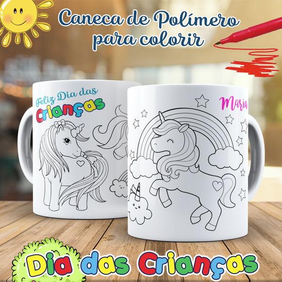Caneca para Colorir Unicórnio