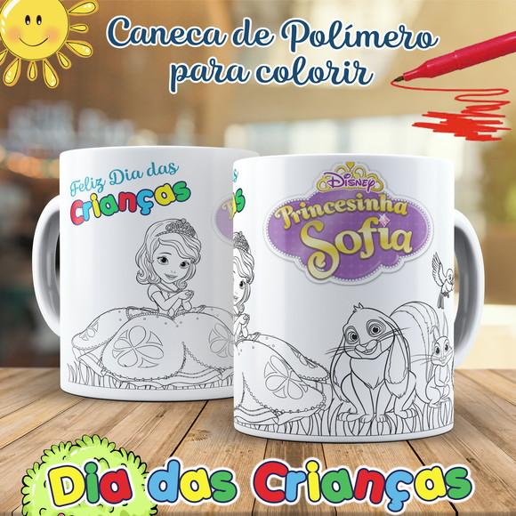 Caneca para Colorir Princesa Sofia