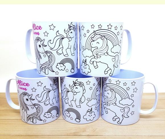 Caneca para Colorir Unicórnio com Canetinhas