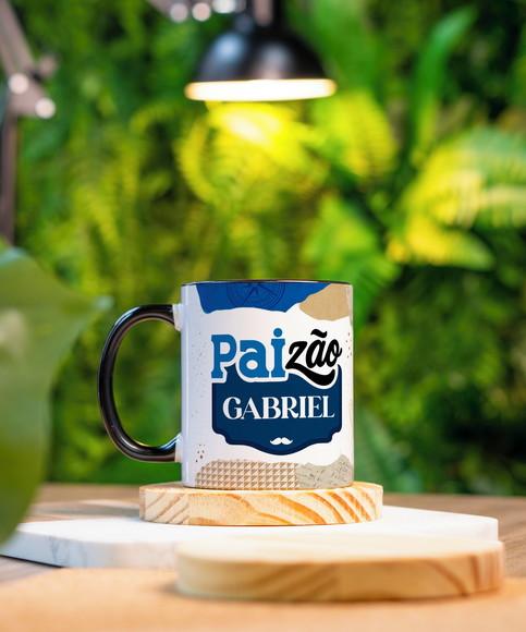 Caneca Personalizada Dia dos Pais com Nome - Alça Colorida