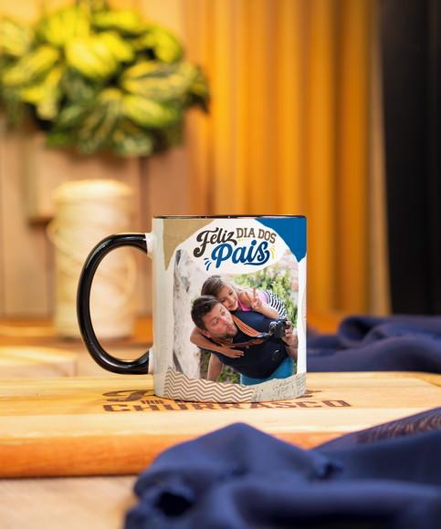 Caneca Personalizada Dia dos Pais com Foto Alça Colorida