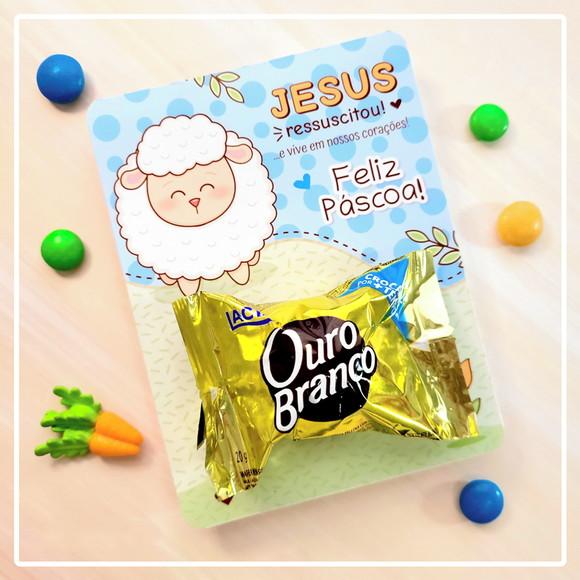 Cartão com Bombom Páscoa Jesus Ressurreição