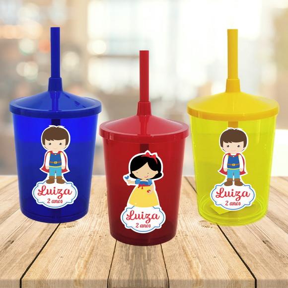 Copo com Canudo Branca de Neve Cute