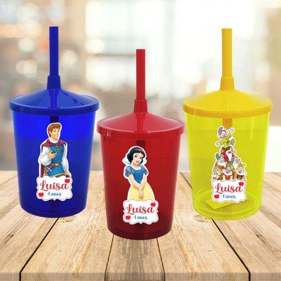 Copo com Canudo Branca de Neve Tradicional