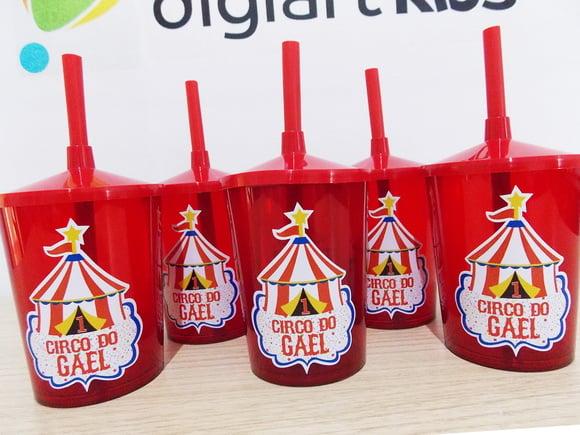 Copo com Canudo Personalizado Circo