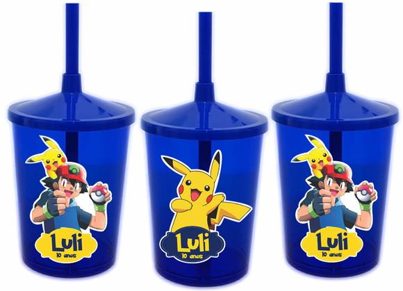 Copo com Canudo Pokemon