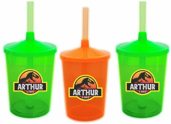 Copo com Canudo Shake Jurassic Park