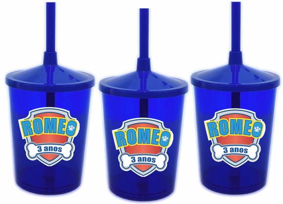 Copo com Canudo Shake Logo Patrulha Canina