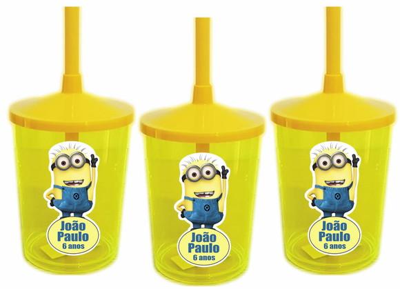 Copo com Canudo Shake Minions