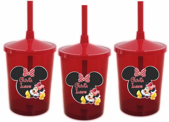 Copo com Canudo Shake Minnie