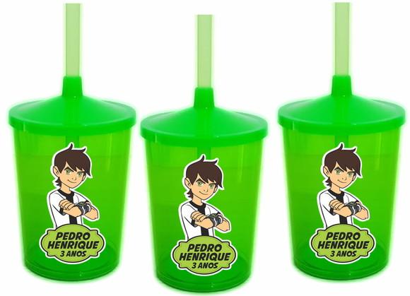 Copo com Canudo Shake Twister Ben10