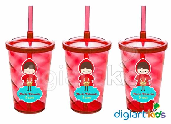 Copo com Canudo Shake Twister Chapeuzinho Vermelho