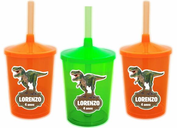 Copo Com Canudo Shake Twister Dinossauros