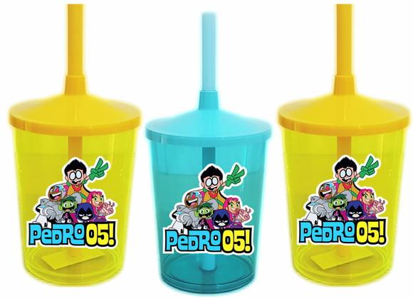 Copo Com Canudo Shake Twister Jovens Titãs