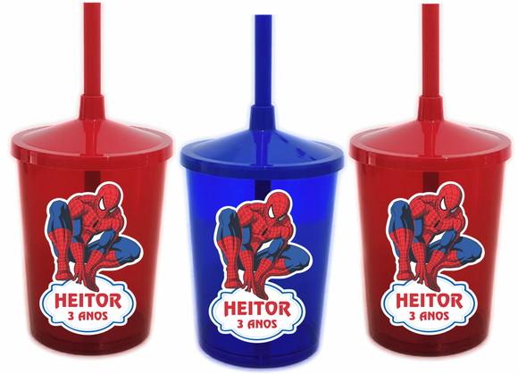 Copo com Canudo Shake Twister Homem Aranha