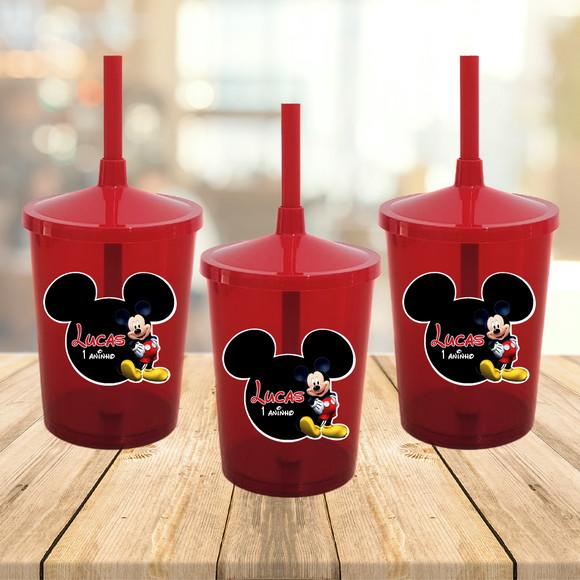 Copo com Canudo Shake Twister Mickey