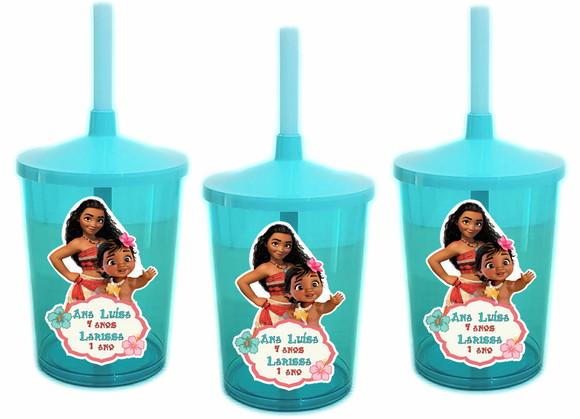 Copo com Canudo Shake Twister Moana