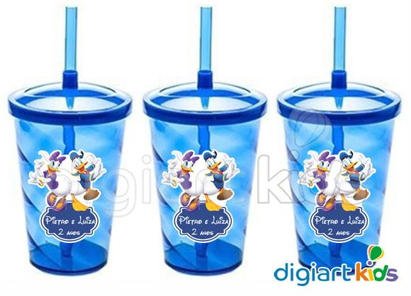 Copo com Canudo Shake Twister Pato Donald e Margarida