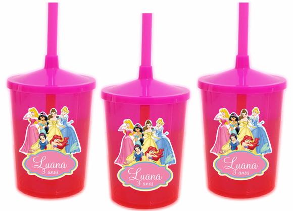 Copo com Canudo Shake Twister Princesas