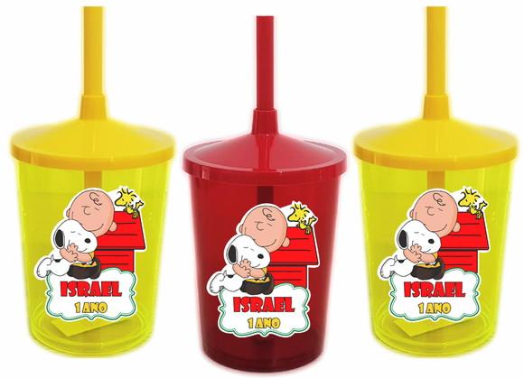 Copo com Canudo Shake Twister Snoopy