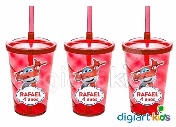 Copo com Canudo Shake Twister Super Wings