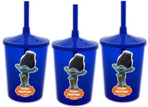 Copo com Canudo Shake Twister Trolls