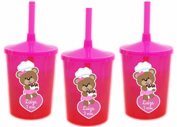 Copo com Canudo Shake Twister Ursinha Confeiteira