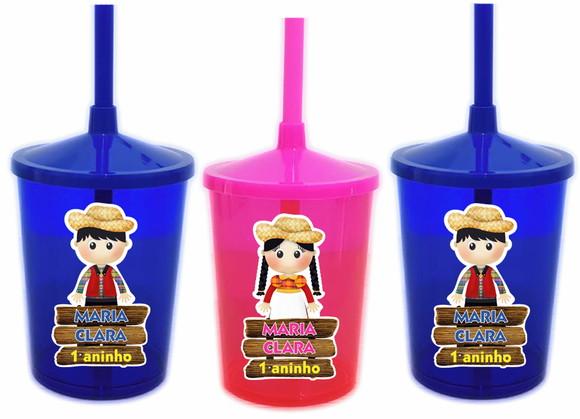 Copo Shake com Canudo Festa Junina
