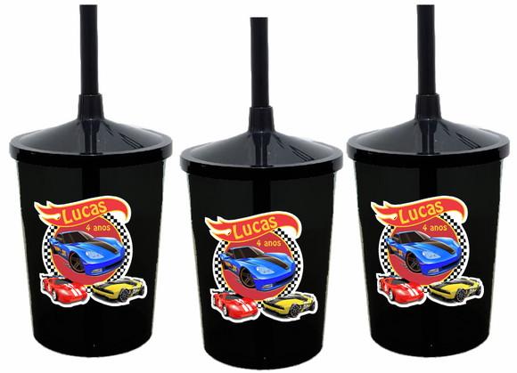 Copo Shake com Canudo Hot Wheels